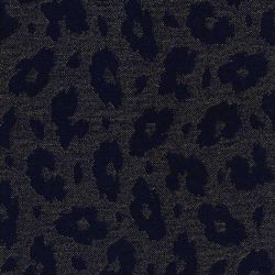 Tissu maille jacquard Léo glitter doré fond bleu marine