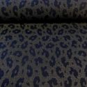 Tissu maille jacquard Léo glitter doré fond bleu marine