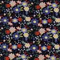 Tissu jersey fleurs rétro fond bleu marine Poppy 