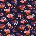 Tissu sweat Flowers pistils fond marine Poppy