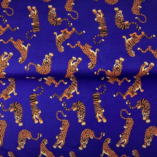 Tissu jersey graousties imp digital fond bleu roi 95%cot/5%e Tissu jersey graousties imp digital fond bleu roi 95%cot/5%e