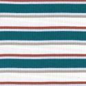Tissu jersey côtelé rayures bleu et beige