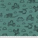 Tissu jersey nid d'abeille Poppy Cars and Planes vert