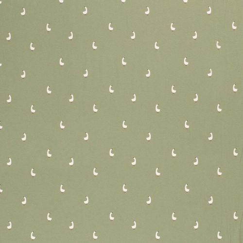 Tissu jersey oies fond vert amande Tissu jersey oies fond vert amande