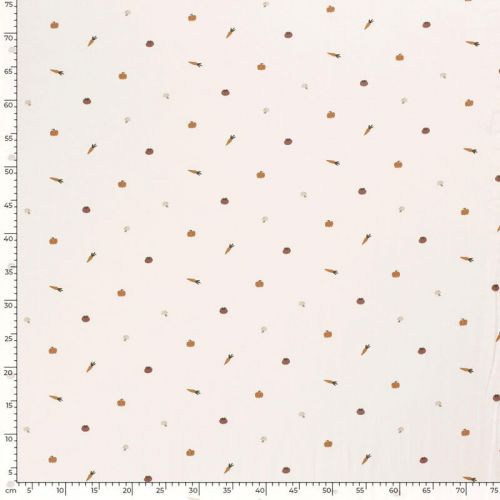 Tissu jersey jardins fond blanc cassé Tissu jersey jardins fond blanc cassé