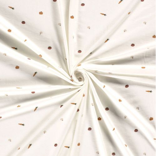 Tissu jersey jardins fond blanc cassé Tissu jersey jardins fond blanc cassé