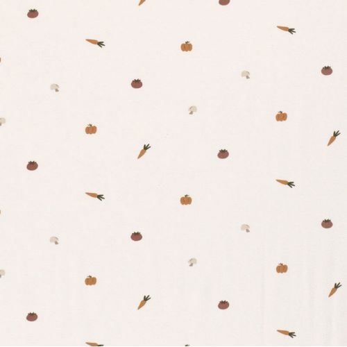 Tissu jersey jardins fond blanc cassé Tissu jersey jardins fond blanc cassé