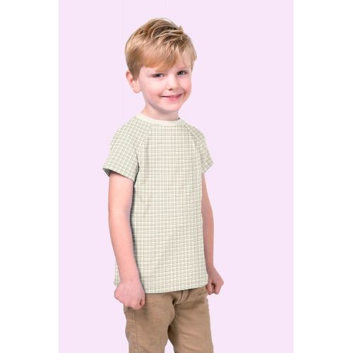 Tissu jersey carreaux fond beige Tissu jersey carreaux fond beige