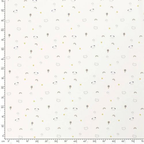Tissu jersey chats et chiens fond blanc cassé Tissu jersey chats et chiens fond blanc cassé