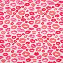 Tissu jersey bisous rose glitter fond blanc