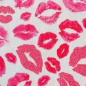 Tissu jersey bisous rose glitter fond blanc
