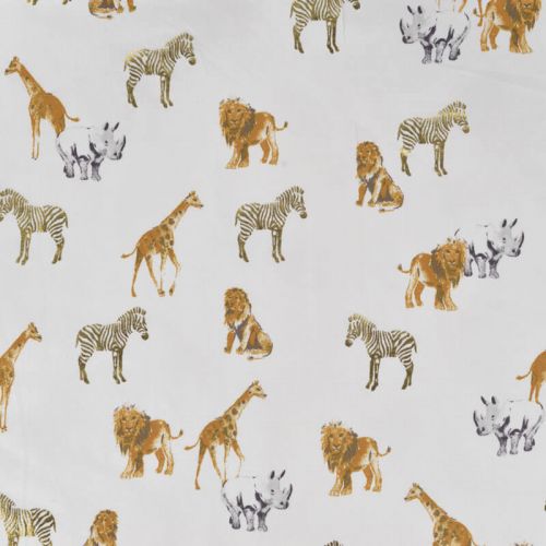 Tissu jersey Safari foil fond blanc cassé 95%cot, 5%el larg Tissu jersey Safari foil fond blanc cassé 95%cot, 5%el larg
