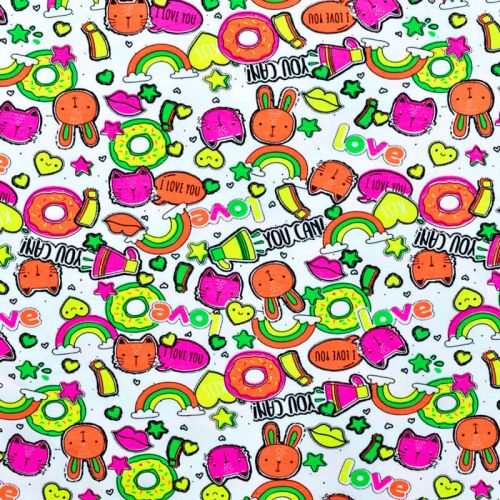 Tissu jersey Neon You can fond blanc Tissu jersey Neon You can fond blanc