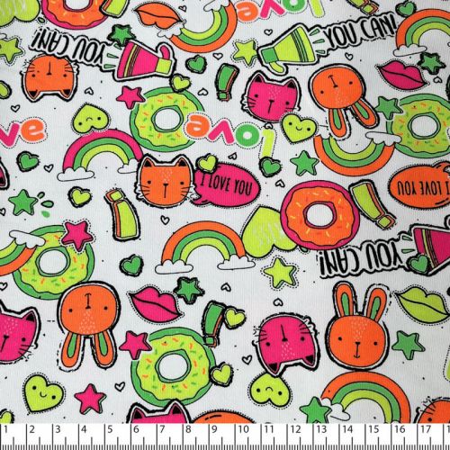 Tissu jersey Neon You can fond blanc Tissu jersey Neon You can fond blanc