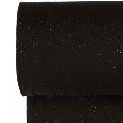 Bord côte tubulaire noir pailleté argent Bord côte tubulaire noir pailleté argent