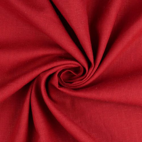 Tissu lin uni lavé rouge vif Tissu lin uni lavé rouge vif