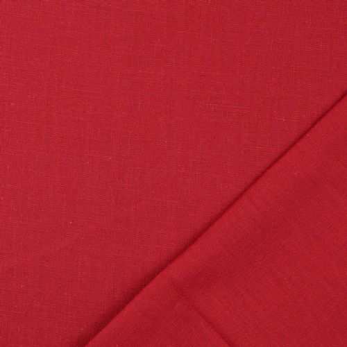 Tissu lin uni lavé rouge vif Tissu lin uni lavé rouge vif