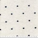 Tissu viscose/lin brodé pois marine fond naturel