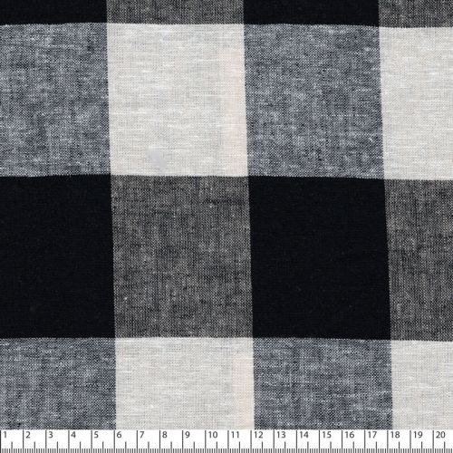 Tissu lin/viscose carreaux 6X6 cm noir Tissu lin/viscose carreaux 6X6 cm noir