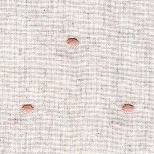 Tissu viscose/lin brodé pois nude fond naturel Tissu viscose/lin brodé pois nude fond naturel