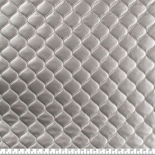 Tissu matelassé rétro métalisé argent92% PE 8% SP larg 145 Tissu matelassé rétro métalisé argent92% PE 8% SP larg 145
