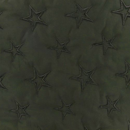 Tissu doudoune étoiles brodées kaki Tissu doudoune étoiles brodées kaki