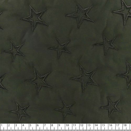 Tissu doudoune étoiles brodées kaki Tissu doudoune étoiles brodées kaki