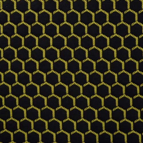 Tissu jersey quilt alvéoles noir et anis Tissu jersey quilt alvéoles noir et anis