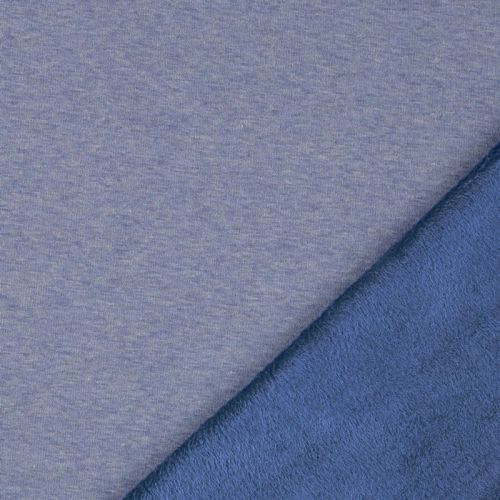 Tissu sweat minky chiné bleu jean Tissu sweat minky chiné bleu jean