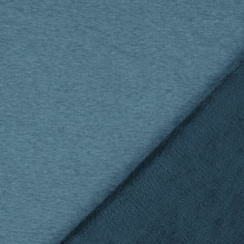 Tissu sweat minky chiné bleu canard Tissu sweat minky chiné bleu canard