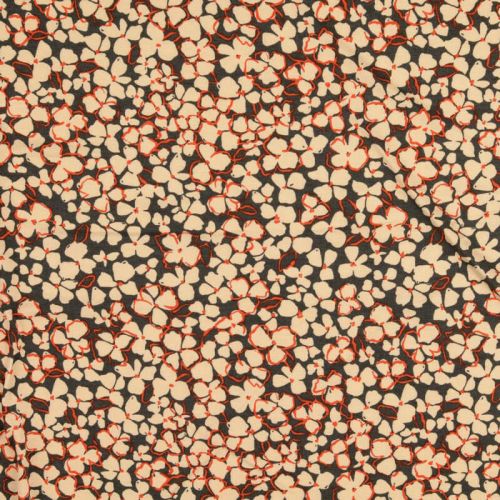 Tissu jersey viscose fleurs fond vert Tissu jersey viscose fleurs fond vert