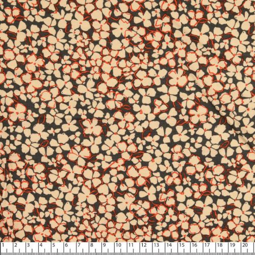 Tissu jersey viscose fleurs fond vert Tissu jersey viscose fleurs fond vert