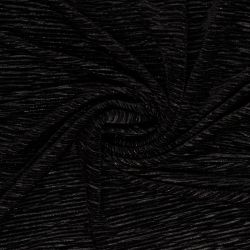 Tissu plissé chenille velours noir et lurex argent