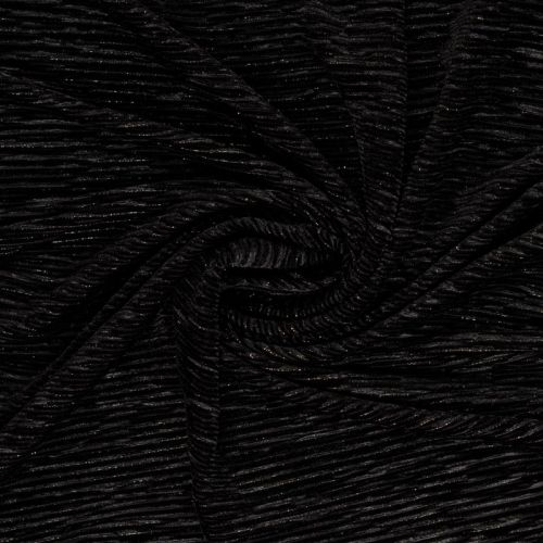 Tissu plissé chenille velours noir et lurex argent Tissu plissé chenille velours noir et lurex argent