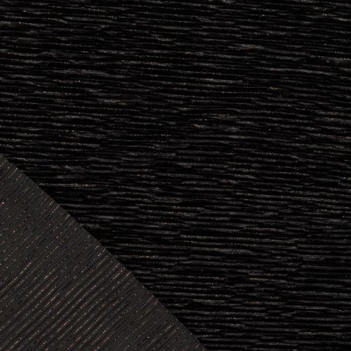 Tissu plissé chenille velours noir et lurex argent Tissu plissé chenille velours noir et lurex argent