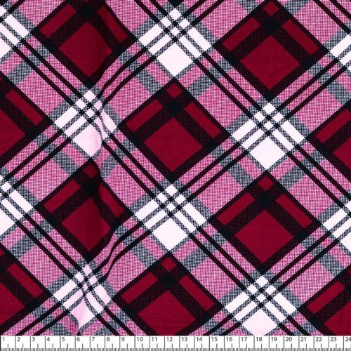 Tissu popeline de viscose carreaux rouge et rose Tissu popeline de viscose carreaux rouge et rose