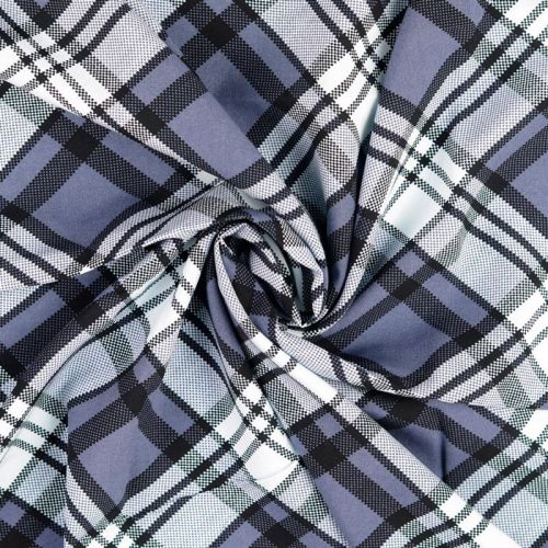Tissu popeline de viscose carreaux bleu Tissu popeline de viscose carreaux bleu