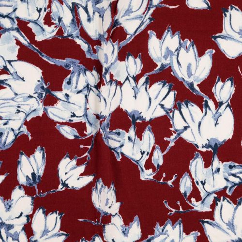 Tissu viscose fleurs fond rouge Tissu viscose fleurs fond rouge