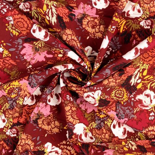 Tissu popeline de viscose stretch fleurs Tissu popeline de viscose stretch fleurs