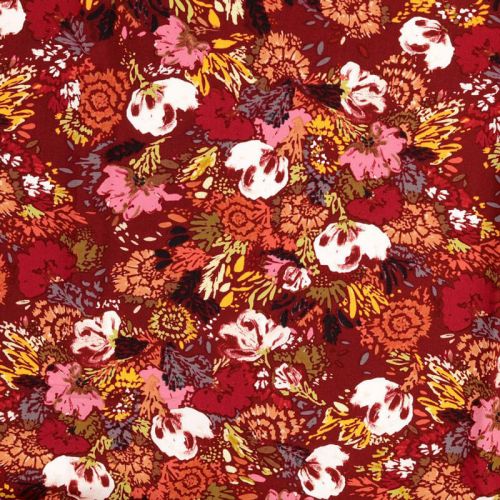 Tissu popeline de viscose stretch fleurs Tissu popeline de viscose stretch fleurs