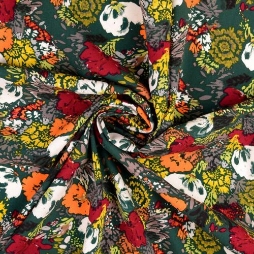 Tissu popeline de viscose stretch fleurs Tissu popeline de viscose stretch fleurs