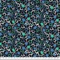 Tissu twill viscose Dancing Cubes pétrole fond noir