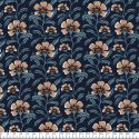 Tissu viscose pétunias fond marine