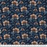 Tissu viscose pétunias fond marine