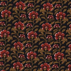 Tissu viscose pétunias fond noir