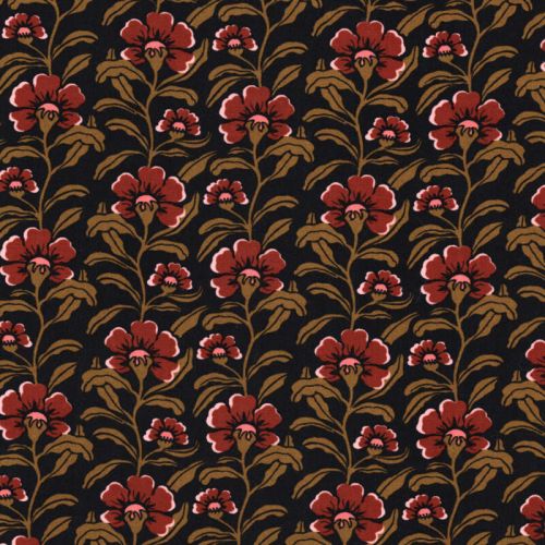 Tissu viscose pétunias fond noir Tissu viscose pétunias fond noir