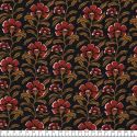 Tissu viscose pétunias fond noir