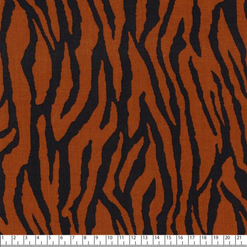 Tissu viscose zèbre noir fond fauve Tissu viscose zèbre noir fond fauve