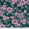 Tissu sweat fleurs rétro fond émeraude Poppy