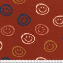 Tissu sweat fin smiley fond brique Poppy